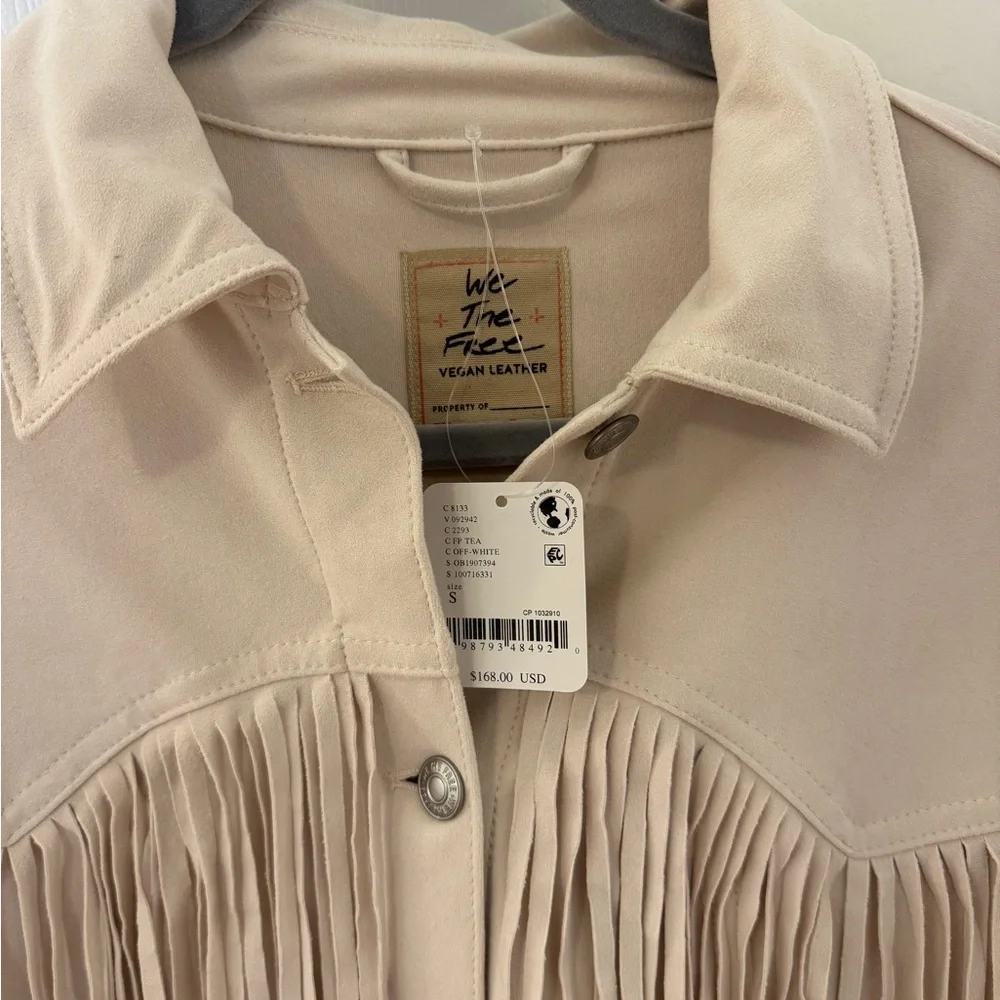 We The Free Cream Leather Fringe Jacket - Picture 3 of 8